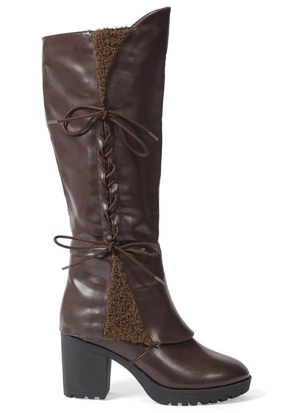 Shoe series side view Sherpa Lace-Up Calf Boots