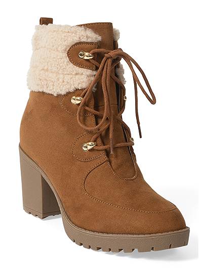Sherpa Lace-Up Booties