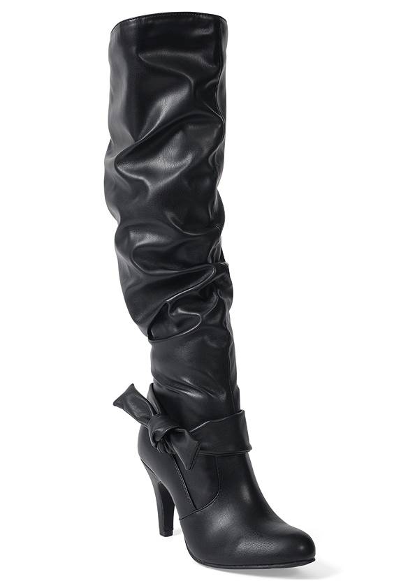 Shoe series 40° view Slouchy High Heel Bow Boots