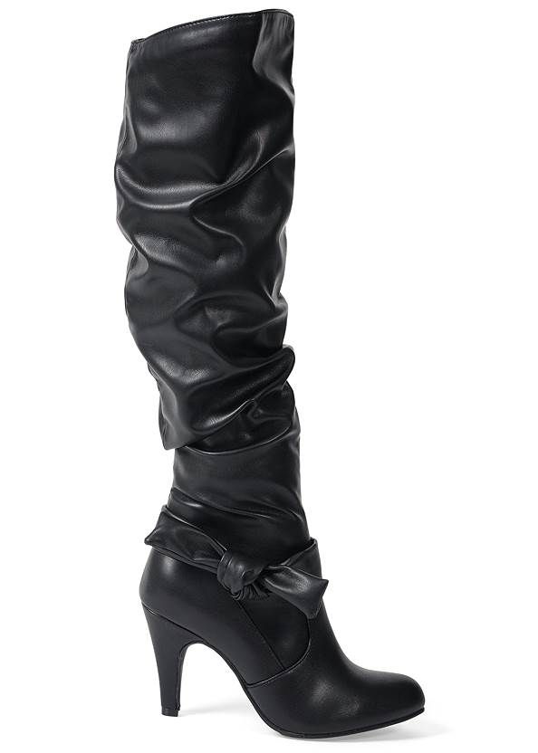 Shoe series side view Slouchy High Heel Bow Boots