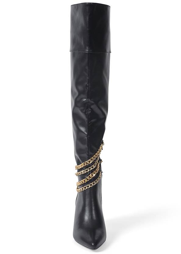 Shoe series front view Chain High Heel Boots