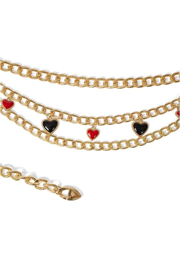 Cropped front view Heart Charm Chain Belt