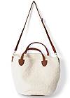 Full front view Sherpa Faux-Leather Bag