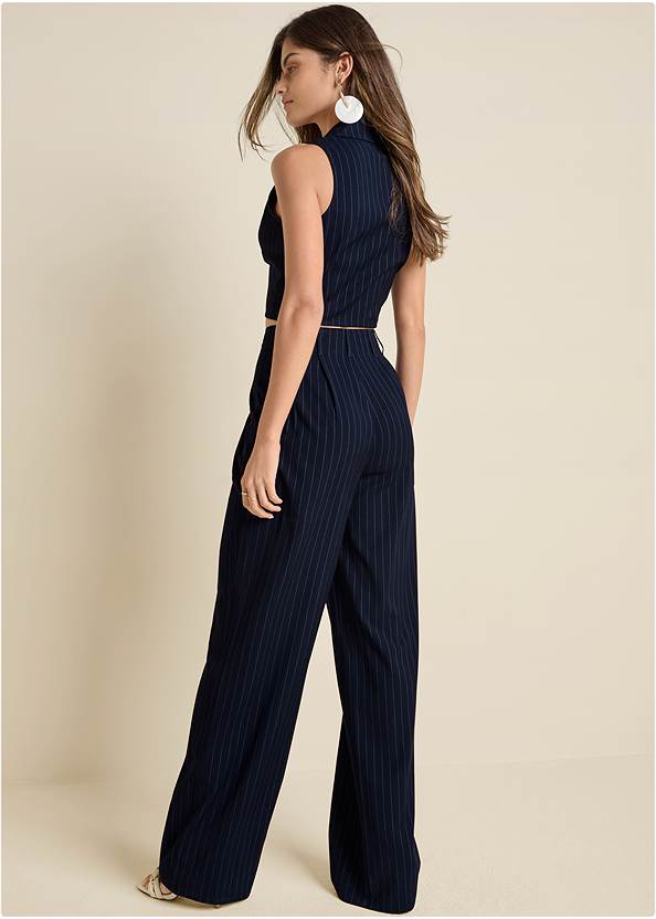 Back View Sleeveless Cropped Suit Set