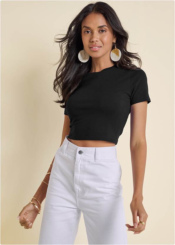 Short Sleeve Crop Top,New Vintage High Rise Jeans,Laura Pumps