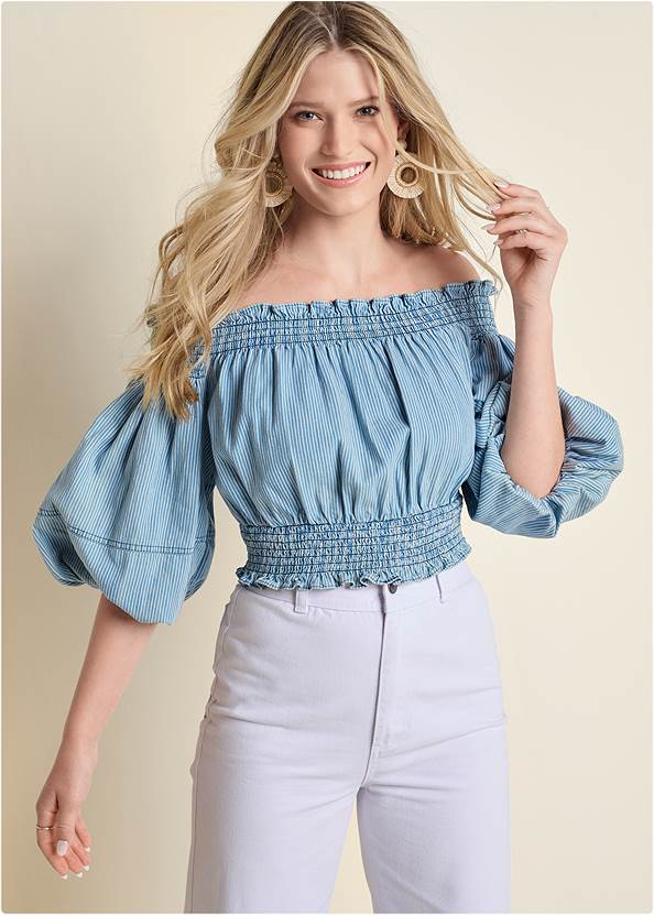 Front View Off Shoulder Cropped Top