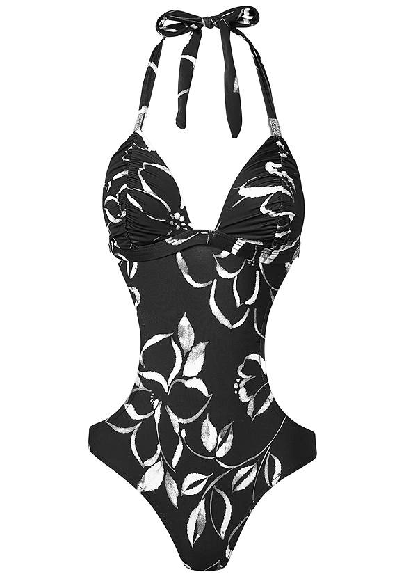 Ghost with background  view Ruched Goddess Monokini