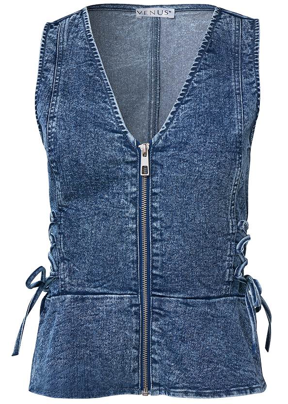 Ghost with background  view Sleeveless Corset Denim Top