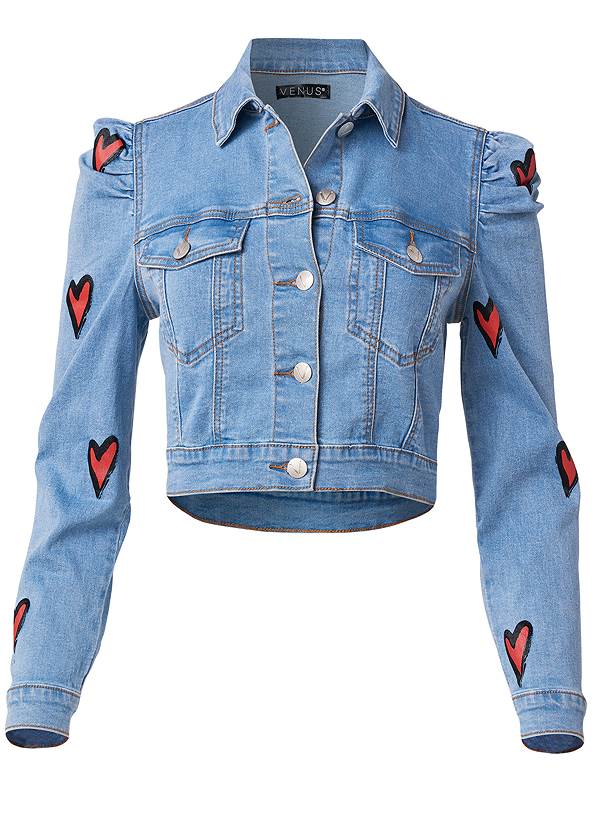 Heart Cropped Jean Jacket,Basic Cami Two Pack,Denim Mini Skirt,Triangle Hem Jeans,Lace-Up Star Sneakers,Mixed Earring Set,Quilted Shiny Leather Bag