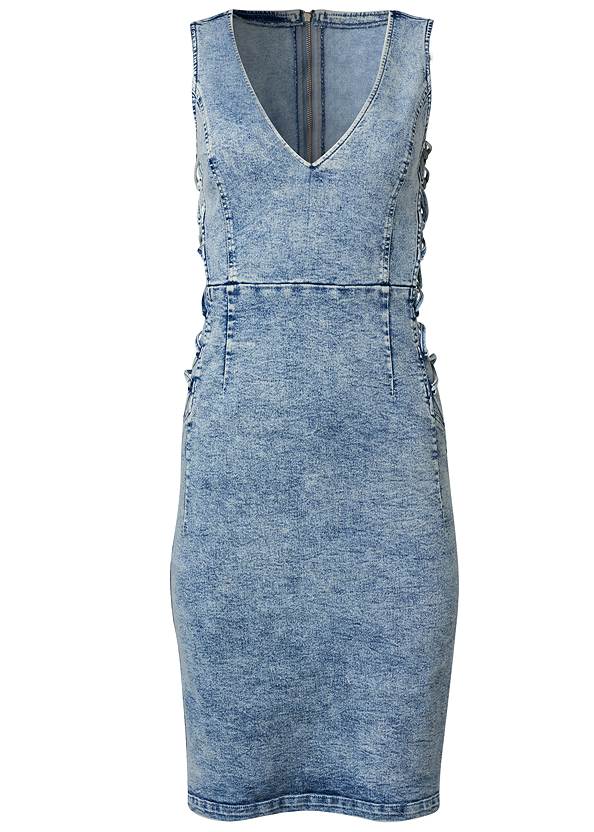 Ghost with background  view Lace-Up Denim Dress