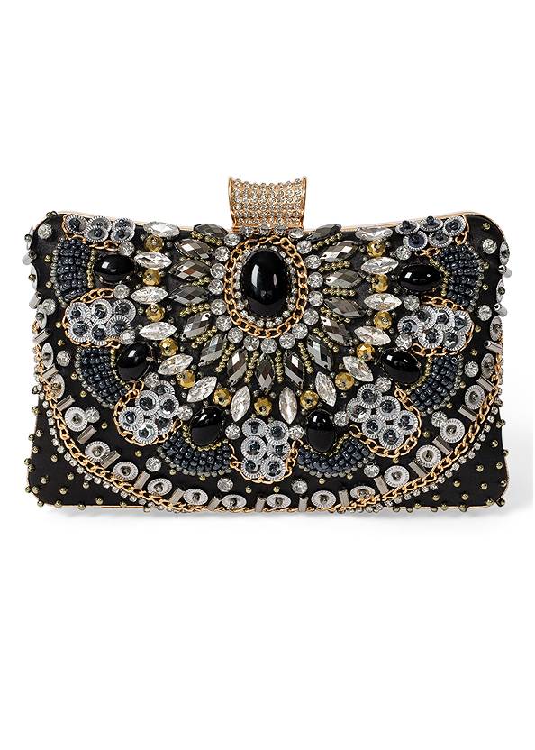 Cropped front view Embellished Jeweled Clutch