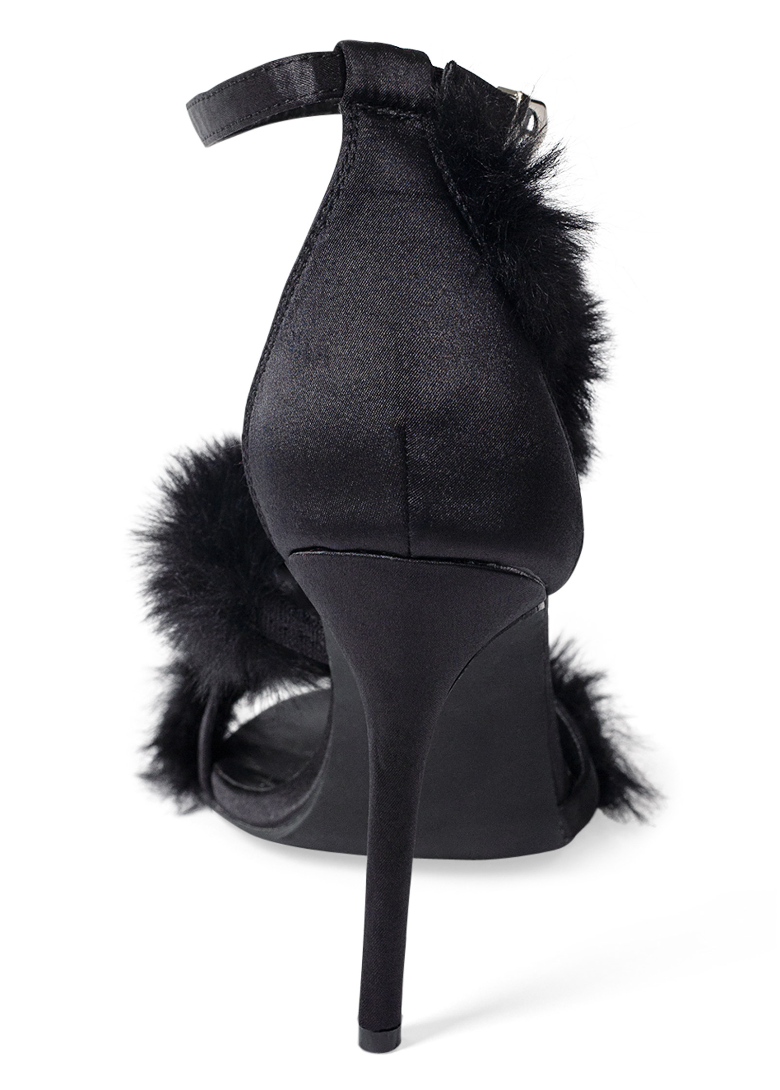 Faux fur heels on sale black