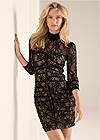 Cropped front view Mock-Neck Lace Dress