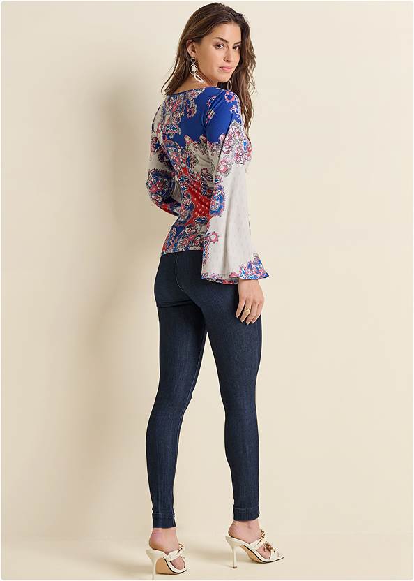 Full back view Ruched Printed Top