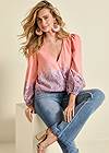 Cropped front view Ombre Linen Top