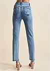 Back View Elastic Waist Straight Jeans