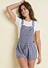 Front View Washed Textured Overalls