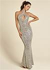 Front View Sequin Keyhole Gown