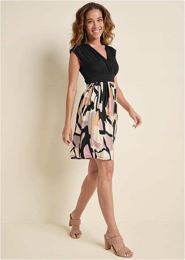 Front View Abstract Print Dress