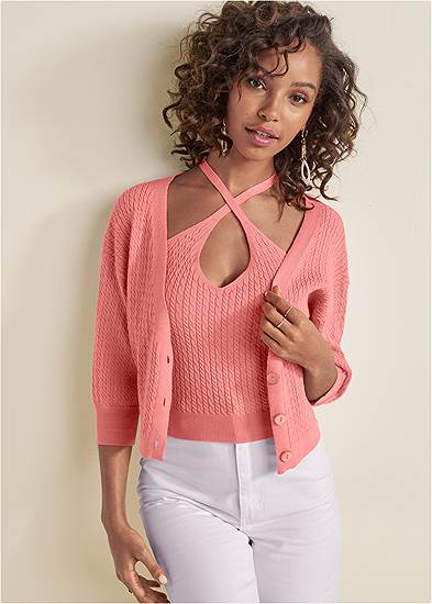 Plus Size  2-Piece Cardigan Sweater Set