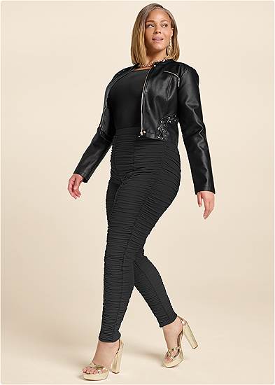 Plus Size High-Waist Ruched Leggings