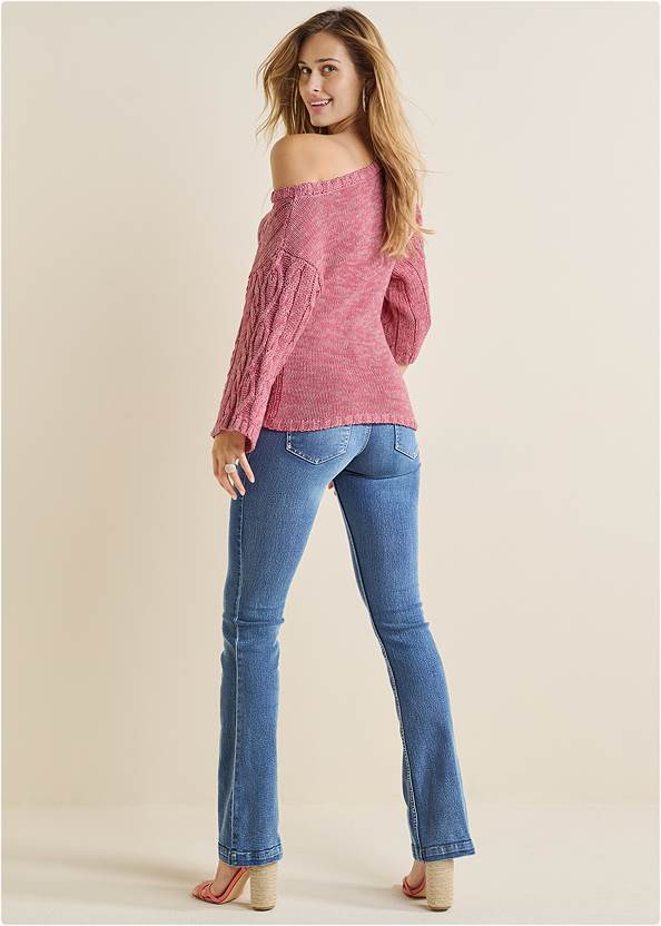 Back View Cable Knit Pullover Sweater
