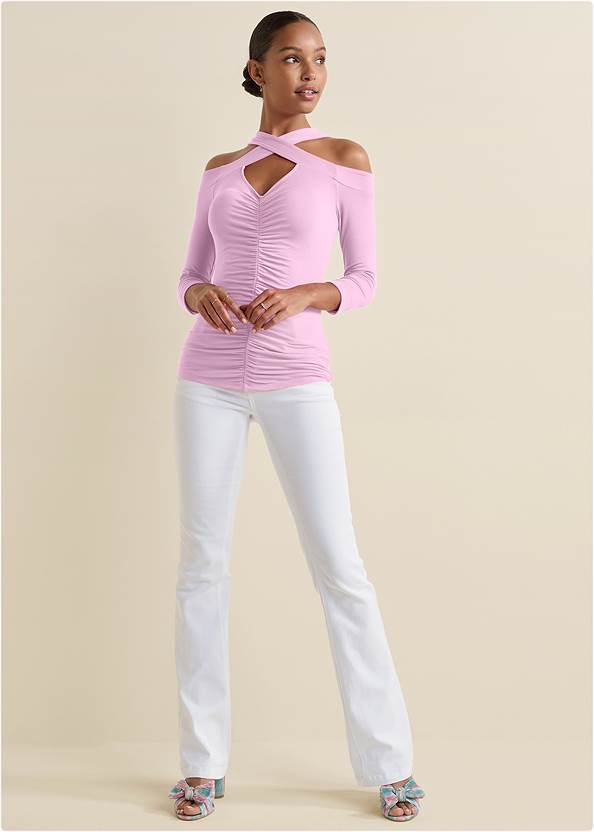 Full front view Cold-Shoulder Cut Out Top