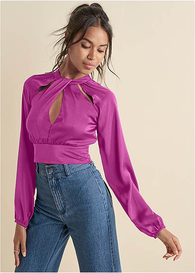Cropped Cut-Out Blouse