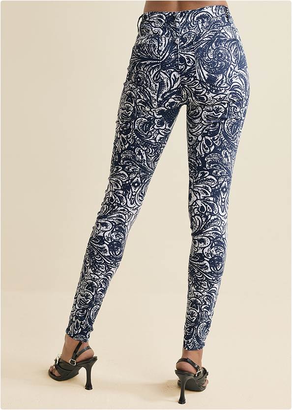 Back View Paisley Print Skinny Jeans