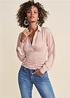 Front View Collared Ruched Blouse
