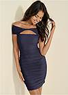 Front View Twist Front Ruched Bodycon Dress