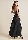 Full back view Plunging Halter Maxi Dress