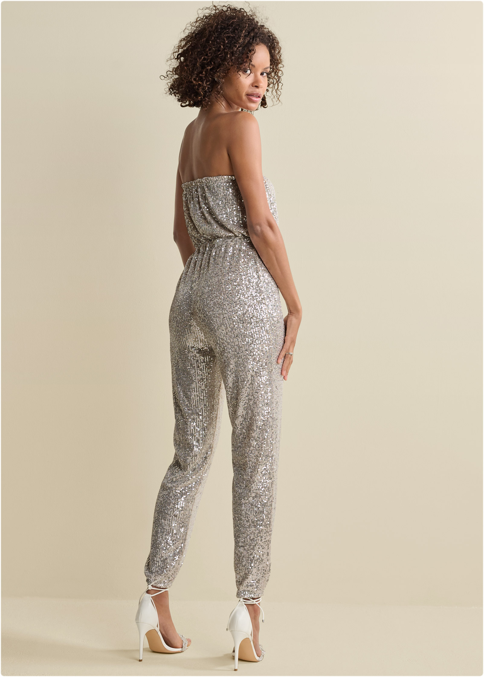 venus sequin jogger jumpsuit