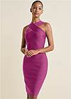 Cropped Front View Cross-Neck Bandage Dress