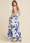 Full back view Plunging Halter Maxi Dress