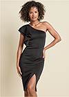 Front View One-Shoulder Ruffle Dress