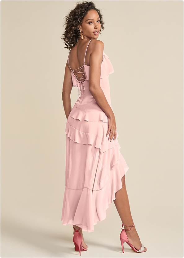 Back View High Low Maxi Dress