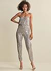 Full front view Sequin Jogger Jumpsuit