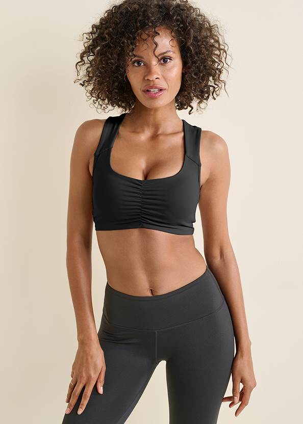 Front View Ruched Detail Sports Top