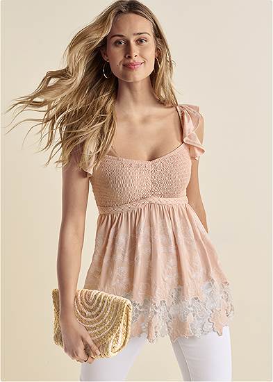 Lace Detail Babydoll Top