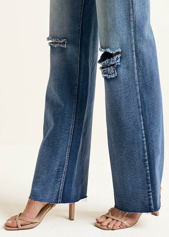 Alternate View Elastic Waist Wide-Leg Jeans