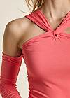 Detail front view Cold-Shoulder Long Sleeve Top