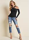 Full front view Cold-Shoulder Long Sleeve Top