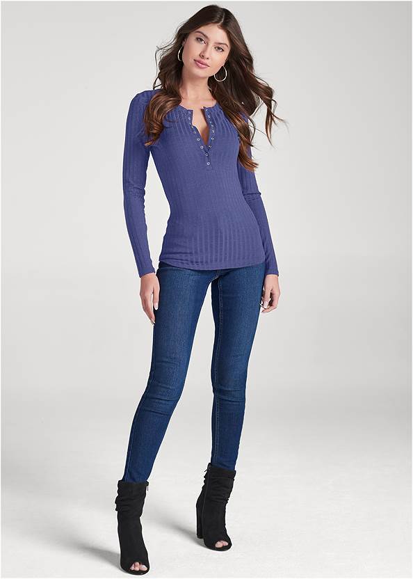 Alternate View Ribbed Long Sleeve Top