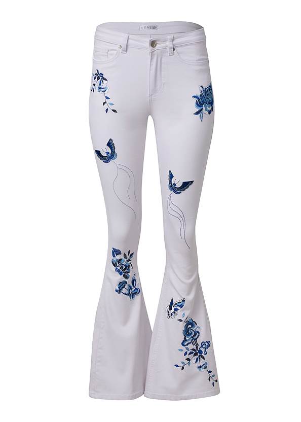 Front View  Embroidered Bootcut Jeans