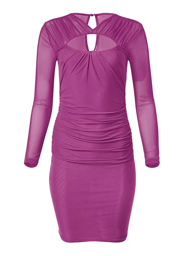 Alternate View Ruched Mesh Dress