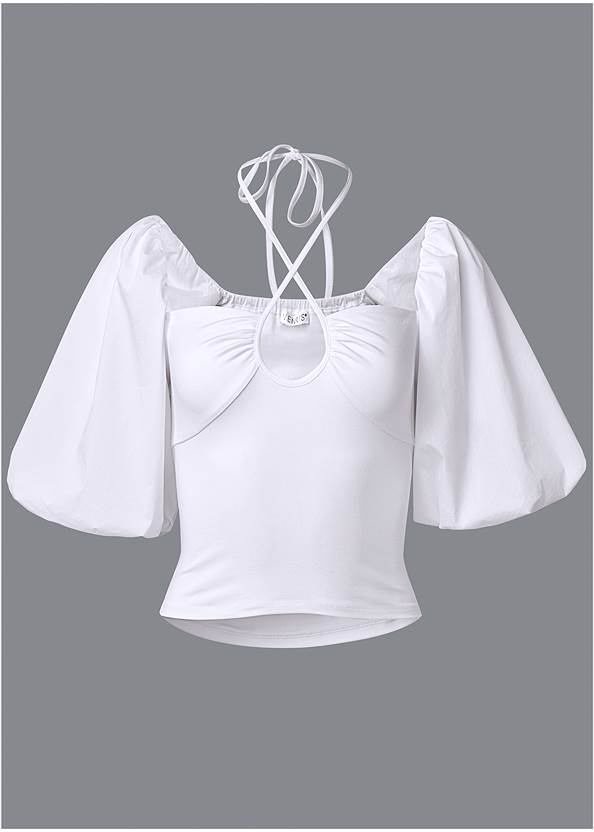 Alternate View Puff Sleeve Strappy Top