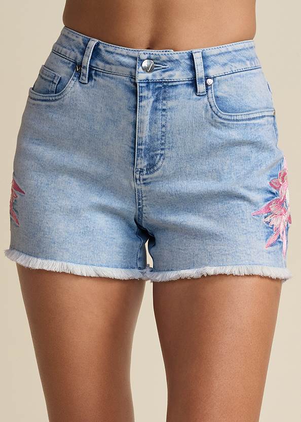 Alternate View Embroidered Cut Off Shorts