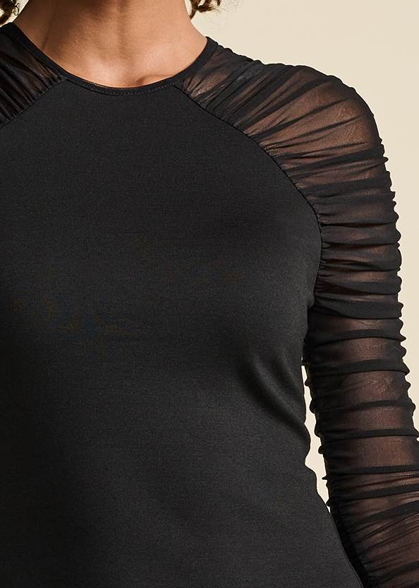 Alternate View Mesh Ruched Top