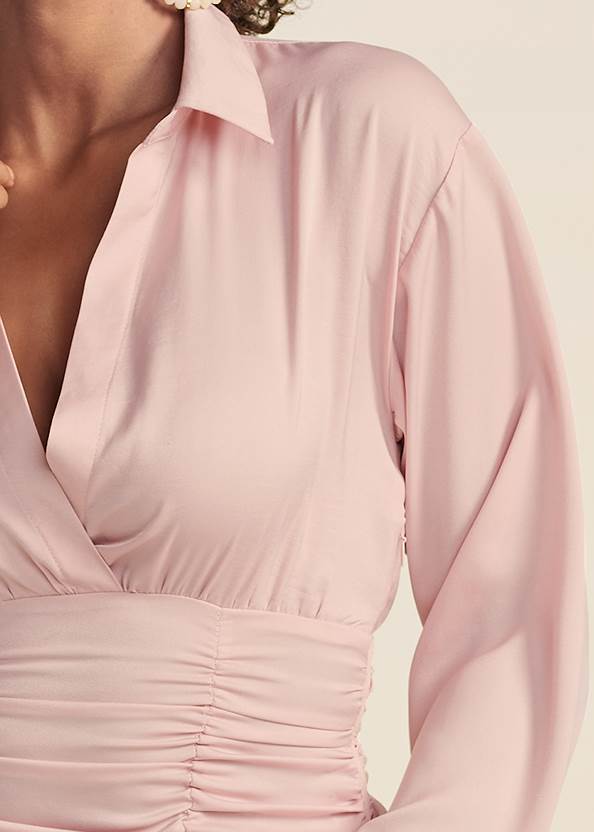 Alternate View Collared Ruched Blouse